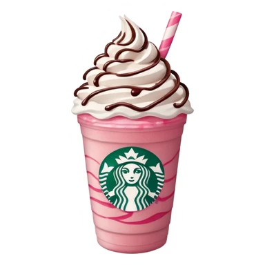 Strawberry Starbucks frappe with strawberry jam at the bottom with whipped cream and chocolate drizzle sticker