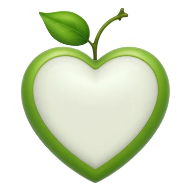 white heart with a vine border inside, apple emoji style sticker