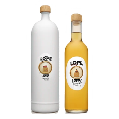 Long cylindrical tequila blanco bottle with the text "lopez" clearly written in the middle of the label and a light wood cap sticker