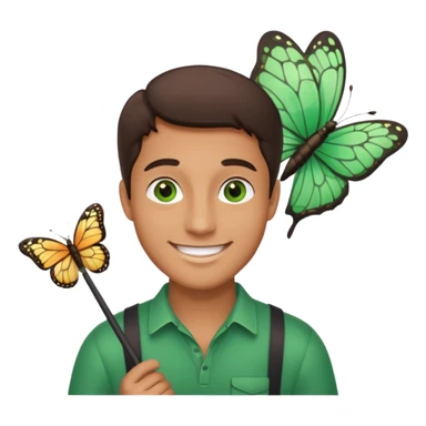 man holding butterfly net sticker
