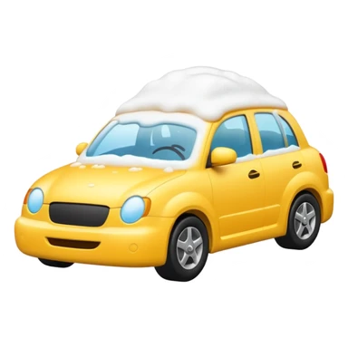 car completely covered in foam during car wash, emoji style sticker