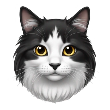 black and white cat long haired sticker