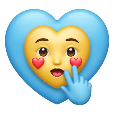 Blowing kiss emoji with light blue heart sticker