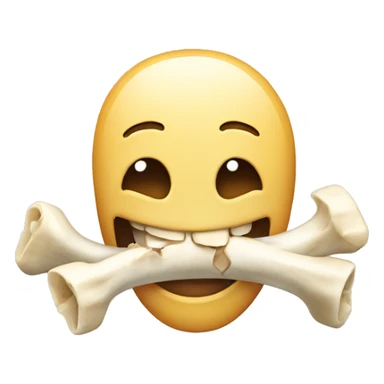 Smiling emoji with bone in its mouth sticker