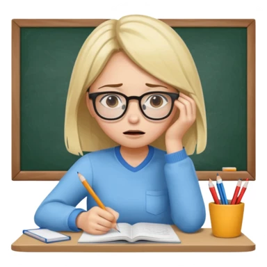 girl doing homework looking stressed sticker