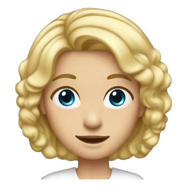 A blond girl around 37 years old, long hair, , blue eyes and is a loud elementary teacher sticker