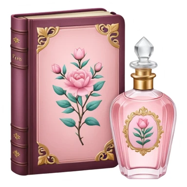 pink bookbook and fragance sticker