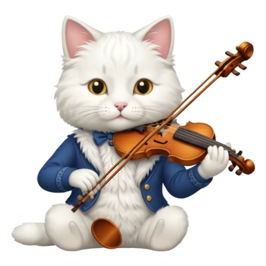 white cat play violin sticker