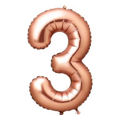 Rose gold number 3 balloon sticker