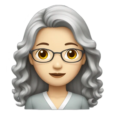 korean french teacher woman with long and wave hair sticker