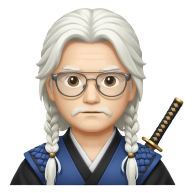 white long hair samurai with glasses sticker