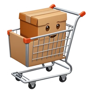 shopping cart with a small box inside sticker