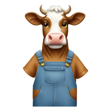 Cow wearing overalls sticker