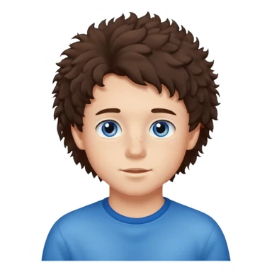 cute brunnete boy with fluffy hair light skin and freckles sticker