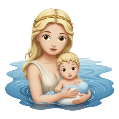 greek goddess dipping baby in river sticker