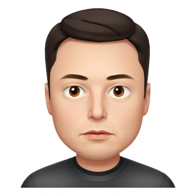 realistic make me elon musk serious face dark hair no shoulders just head  sticker