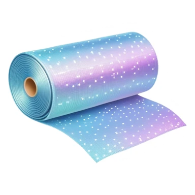 roll of fabric with sparkles and digital pattern, smart fabric, high-tech textile roll sticker