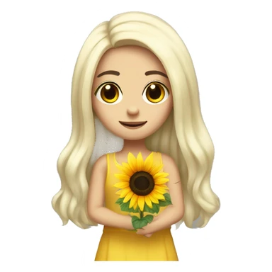 black hair white girl medium long hair holding sunflower sticker