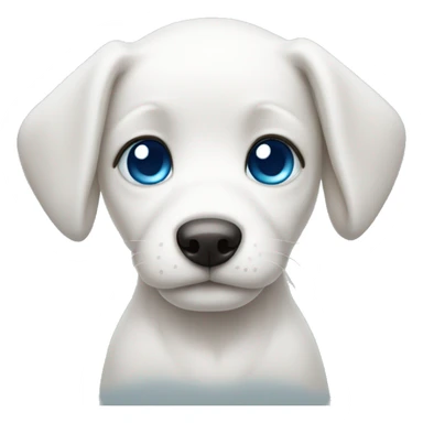 White puppy with long ears and blue eyes sticker