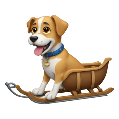 Dog riding a sled sticker