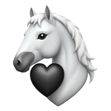 White Horse centered within a black heart emoji sticker