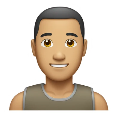 an asian guy with a buzz cut, a tan skin, tall sticker