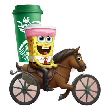SpongeBob with Starbucks on a horse  sticker