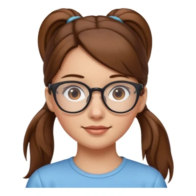 brown haired Ponytail Girl with Glasses sticker