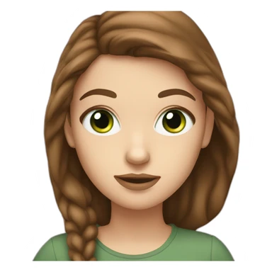 white girl with brown hair and green eyes scrolling phone sticker
