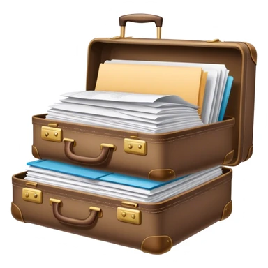 luggage filled with a lot of documents and papers sticker