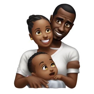 P diddy with a baby and baby oil sticker