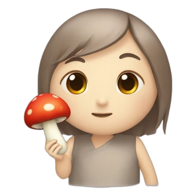 Kanao qui fait un calin a un Champignon sticker