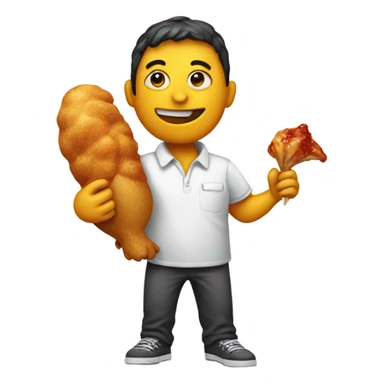 Emoji eating chicken wings  sticker