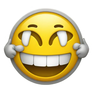 A typical yellow happy face emoji holding their hands up to the level of their mouth with two thumbs up sticker