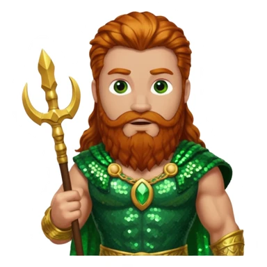 Hercules, God of Heroes from Gods and Goddesses with long ginger hair and beard, green and brown sequin outfit sticker