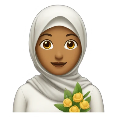 muslim woman with ios-emoji-flower on the nose sticker