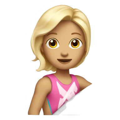 A blonde white surfer with a pink surf board  sticker
