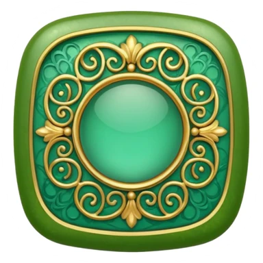 Jade and gold filigree style rounded square icon button sticker