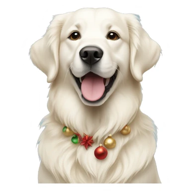 White Golden retriever with Christmas sticker