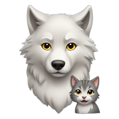 Un loup face à un chaton sticker