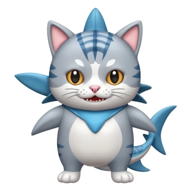 cat wearing shark costume sticker