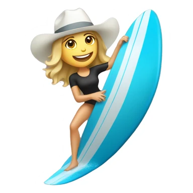 White Girl surfing a wave wearing a cowboy hat sticker