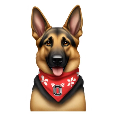 German Shepherd wearing an Ohio state bandana around its neck sticker