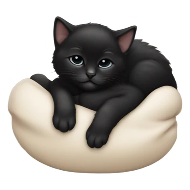 Black kitten taking a nap sticker