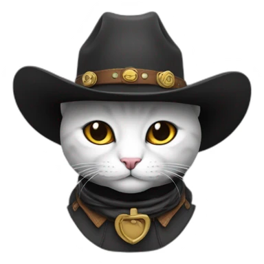 Gato branco com chapeu preto de cowboy sticker