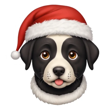 A cute black Labrador, about 2 years old, wearing a Santa hat. (I need English) sticker