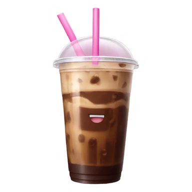 extra large iced coffee clear cup pink straw sticker