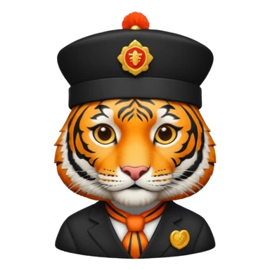 black suited tiger with fes hat sticker