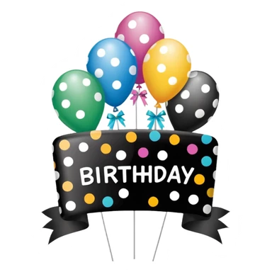 birthday sign in black and white polk a dots sticker