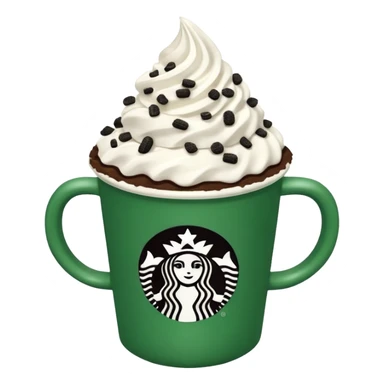  Starbucks hot cocoa with whipped cream and Oreo cookie crumbles in a green Starbucks cup  sticker